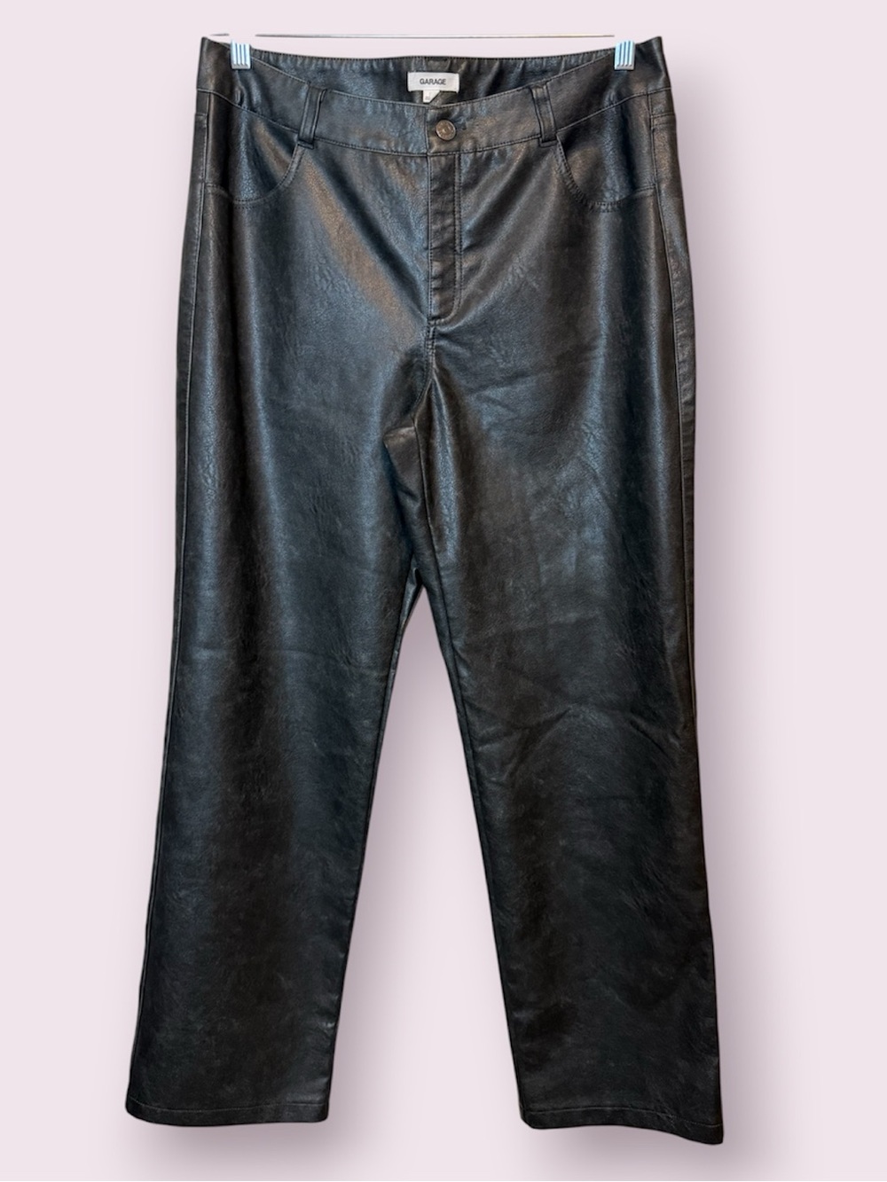 Garage Faux Vegan Leather Straight Leg Pants Washed Black Size 13